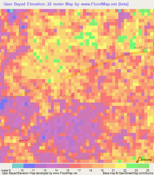 Qasr Bayad,Egypt Elevation Map