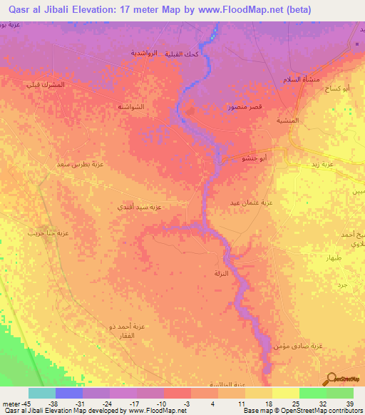 Qasr al Jibali,Egypt Elevation Map