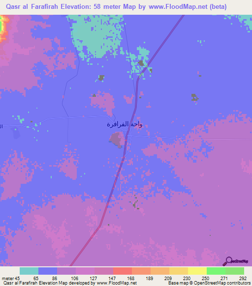 Qasr al Farafirah,Egypt Elevation Map