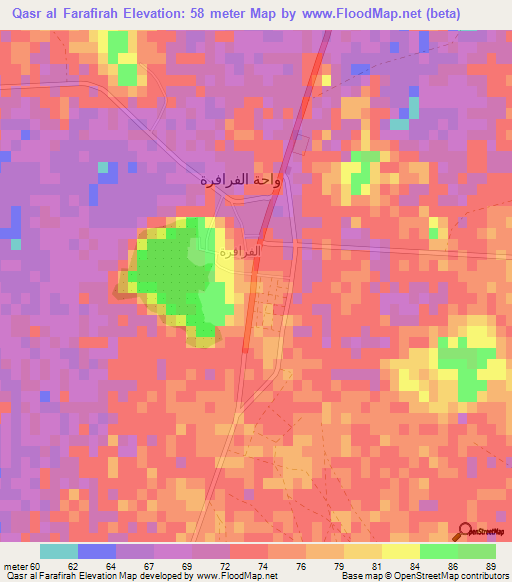 Qasr al Farafirah,Egypt Elevation Map