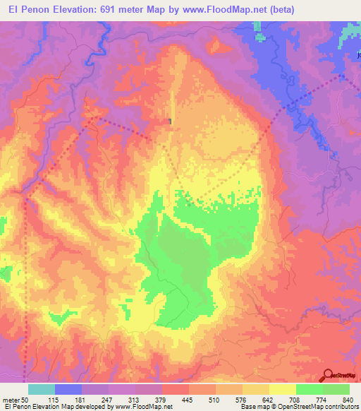 El Penon,Dominican Republic Elevation Map