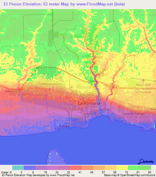 El Penon,Dominican Republic Elevation Map