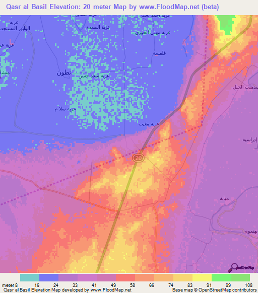 Qasr al Basil,Egypt Elevation Map