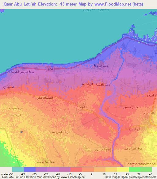 Qasr Abu Lati`ah,Egypt Elevation Map