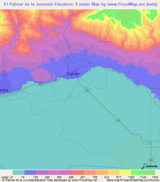 El Palmar de la Jurunela,Dominican Republic Elevation Map