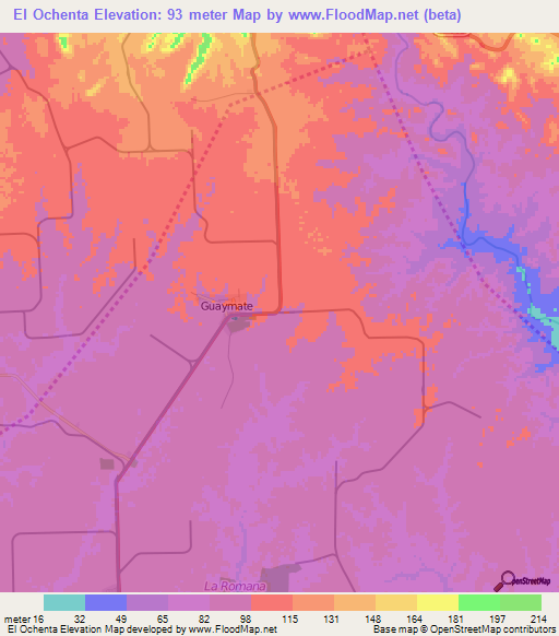 El Ochenta,Dominican Republic Elevation Map