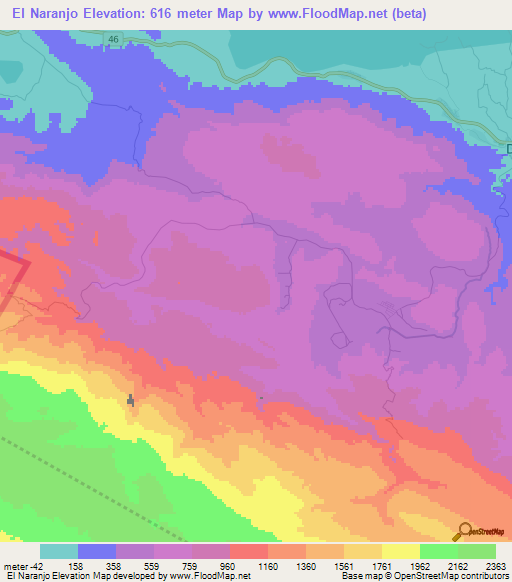 El Naranjo,Dominican Republic Elevation Map