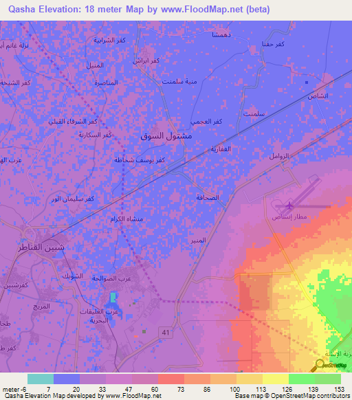 Qasha,Egypt Elevation Map