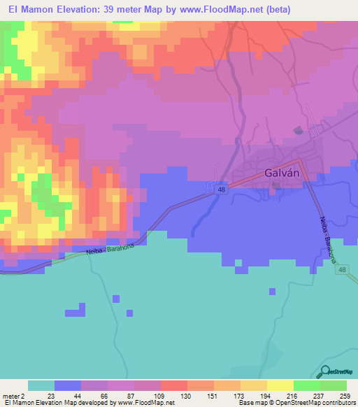 El Mamon,Dominican Republic Elevation Map