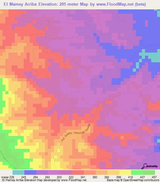 El Mamey Arriba,Dominican Republic Elevation Map