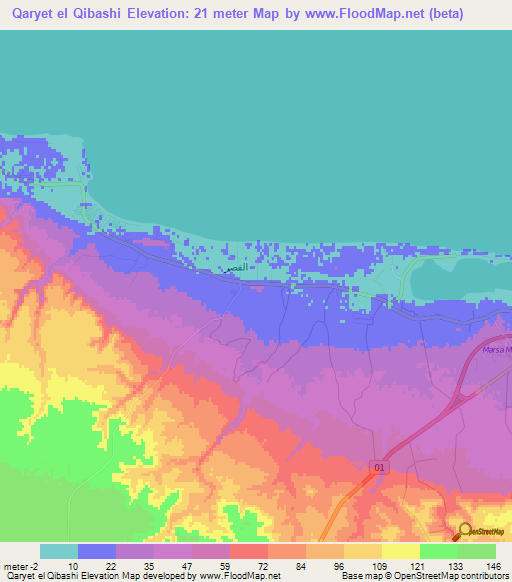 Qaryet el Qibashi,Egypt Elevation Map