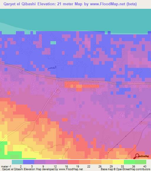 Qaryet el Qibashi,Egypt Elevation Map