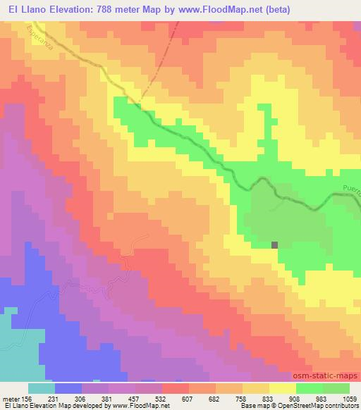 El Llano,Dominican Republic Elevation Map