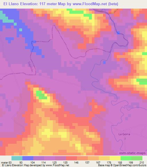 El Llano,Dominican Republic Elevation Map