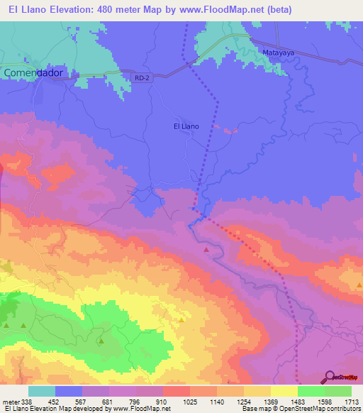 El Llano,Dominican Republic Elevation Map