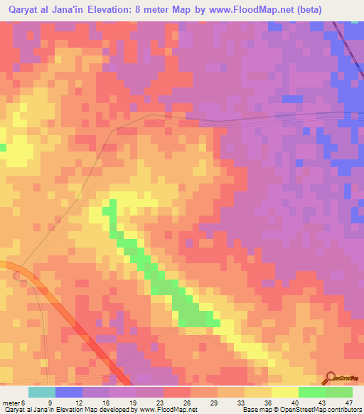 Qaryat al Jana'in,Egypt Elevation Map