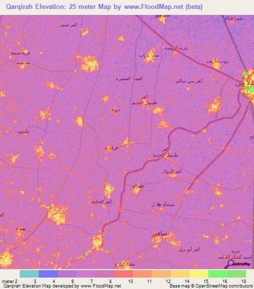 Qarqirah,Egypt Elevation Map