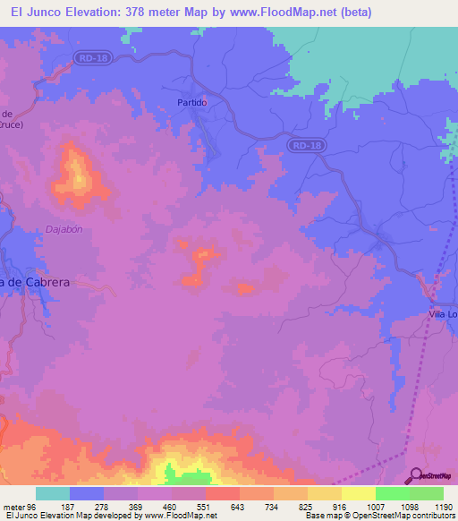 El Junco,Dominican Republic Elevation Map