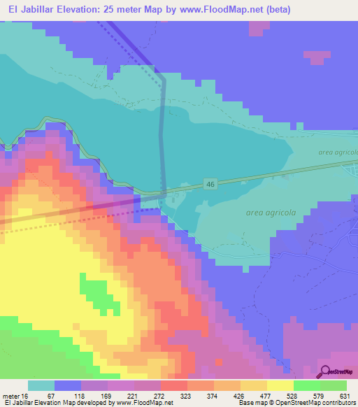 El Jabillar,Dominican Republic Elevation Map