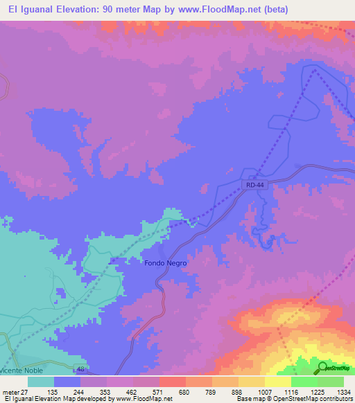 El Iguanal,Dominican Republic Elevation Map