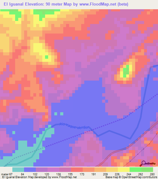 El Iguanal,Dominican Republic Elevation Map