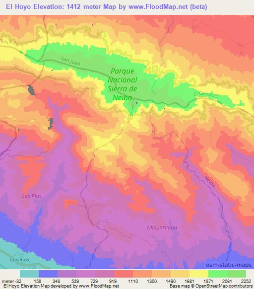 El Hoyo,Dominican Republic Elevation Map