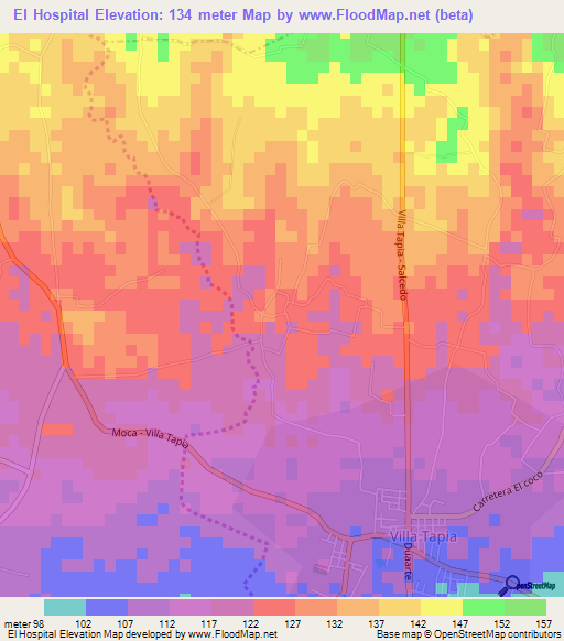 El Hospital,Dominican Republic Elevation Map