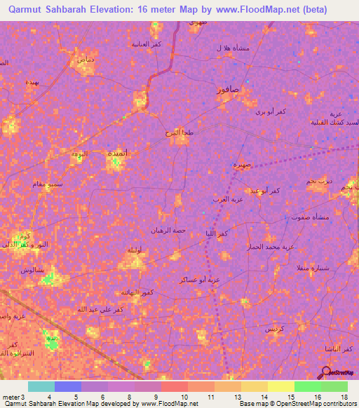 Qarmut Sahbarah,Egypt Elevation Map