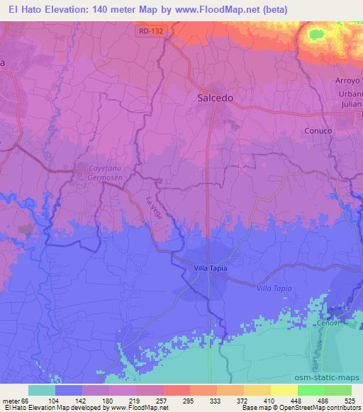 El Hato,Dominican Republic Elevation Map