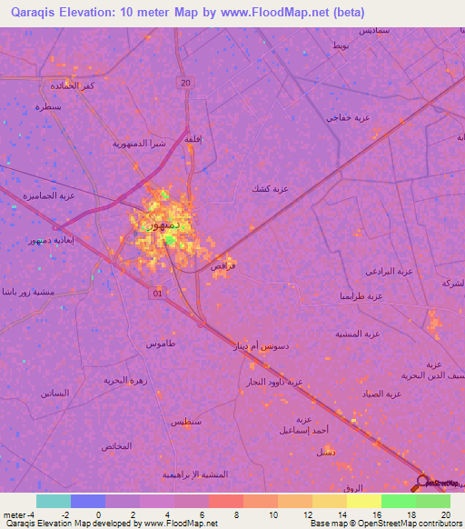 Qaraqis,Egypt Elevation Map