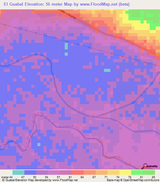 El Guabal,Dominican Republic Elevation Map