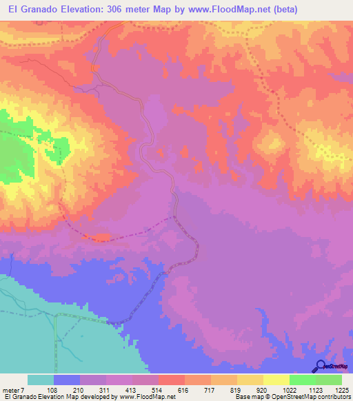 El Granado,Dominican Republic Elevation Map