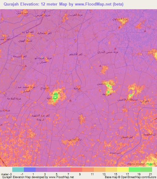 Qurajah,Egypt Elevation Map