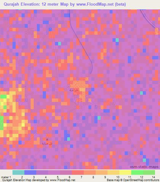 Qurajah,Egypt Elevation Map