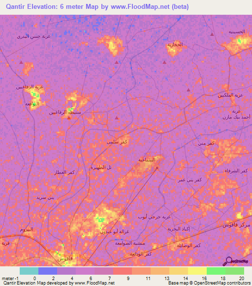 Qantir,Egypt Elevation Map