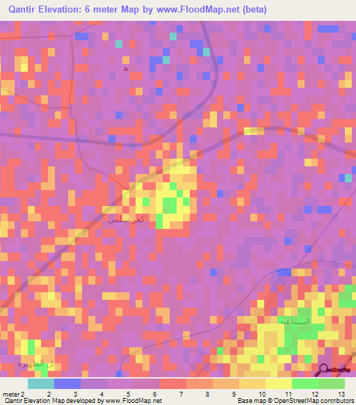 Qantir,Egypt Elevation Map