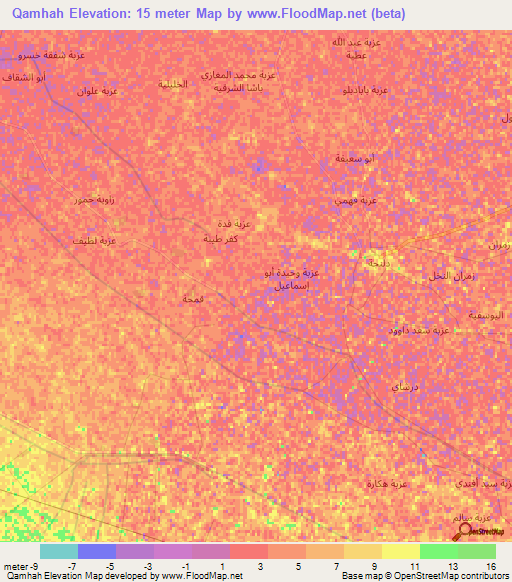 Qamhah,Egypt Elevation Map