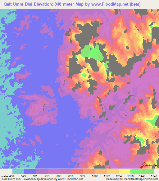 Qalt Umm Disi,Egypt Elevation Map