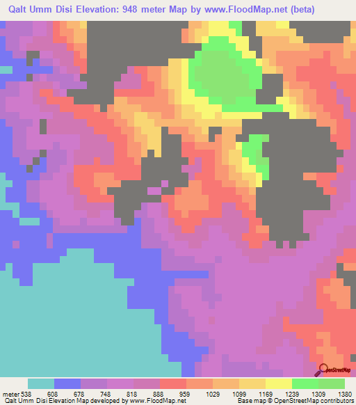 Qalt Umm Disi,Egypt Elevation Map