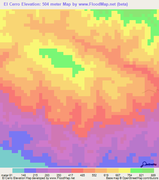 El Cerro,Dominican Republic Elevation Map