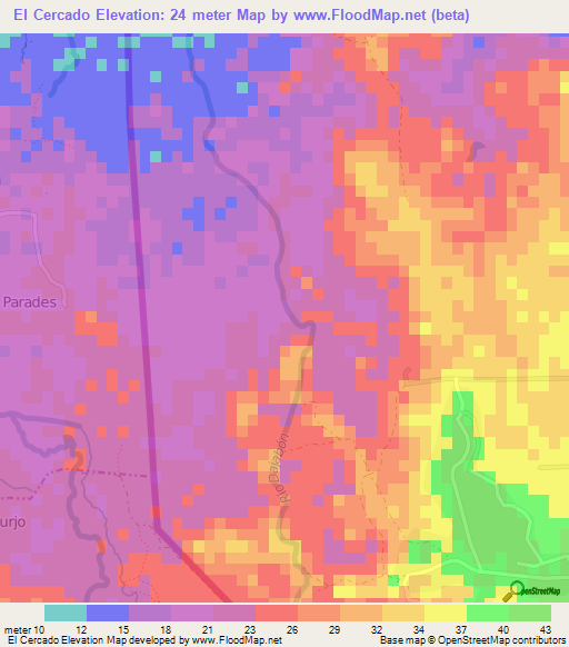 El Cercado,Dominican Republic Elevation Map