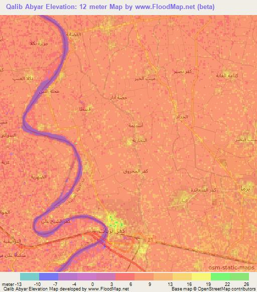 Qalib Abyar,Egypt Elevation Map