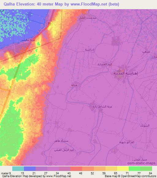 Qalha,Egypt Elevation Map