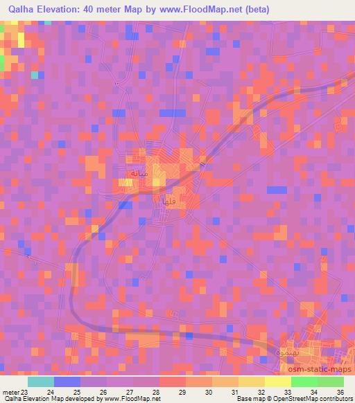 Qalha,Egypt Elevation Map