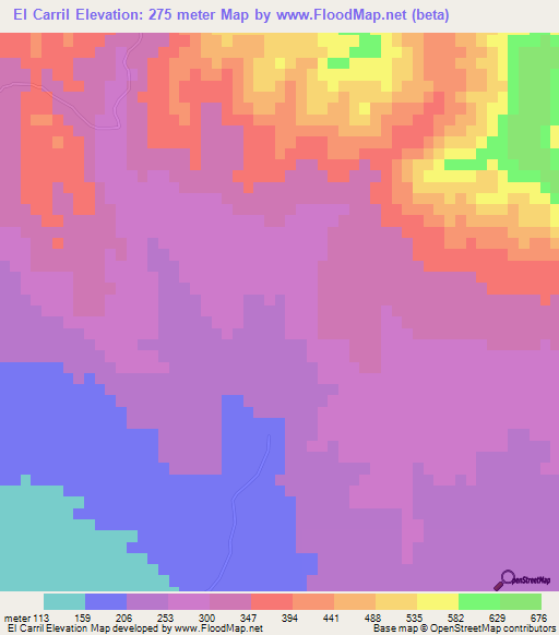 El Carril,Dominican Republic Elevation Map