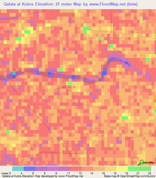Qalata al Kubra,Egypt Elevation Map