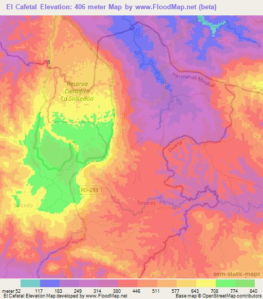 El Cafetal,Dominican Republic Elevation Map