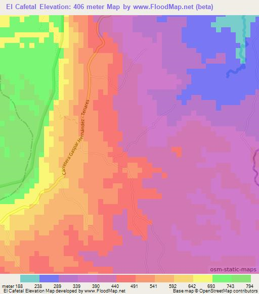 El Cafetal,Dominican Republic Elevation Map