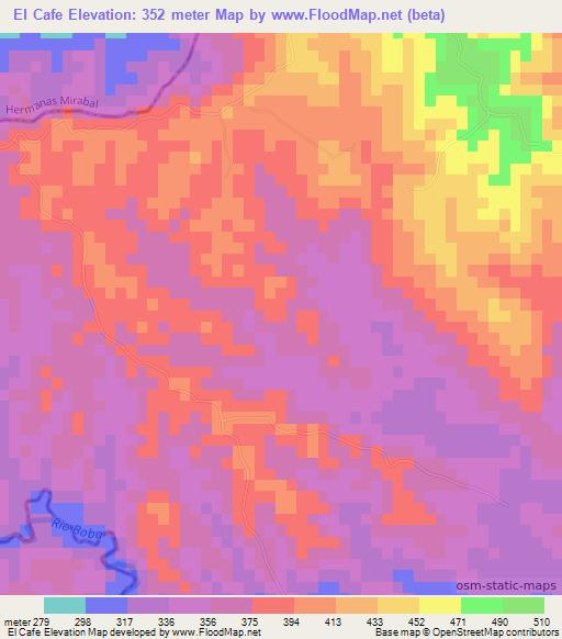 El Cafe,Dominican Republic Elevation Map