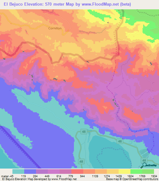 El Bejuco,Dominican Republic Elevation Map